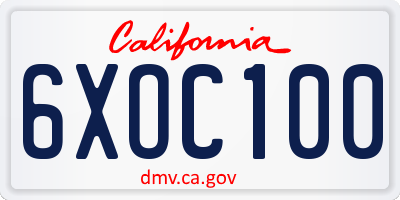 CA license plate 6XOC100