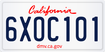 CA license plate 6XOC101