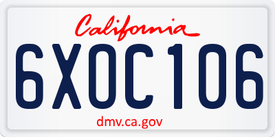 CA license plate 6XOC106