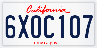CA license plate 6XOC107