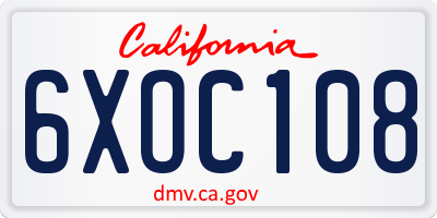 CA license plate 6XOC108