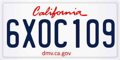 CA license plate 6XOC109