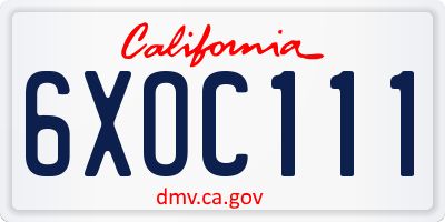 CA license plate 6XOC111