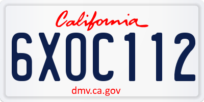 CA license plate 6XOC112