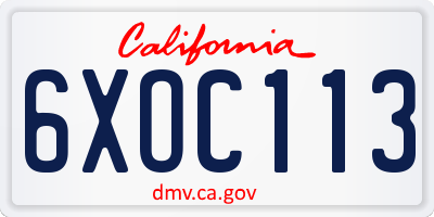 CA license plate 6XOC113