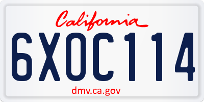 CA license plate 6XOC114