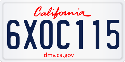 CA license plate 6XOC115