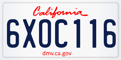CA license plate 6XOC116