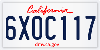 CA license plate 6XOC117