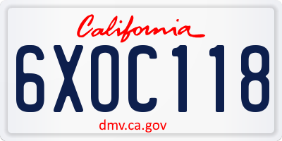 CA license plate 6XOC118