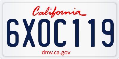 CA license plate 6XOC119