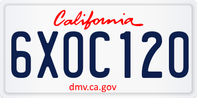CA license plate 6XOC120