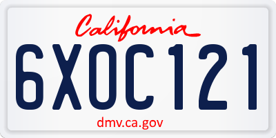CA license plate 6XOC121