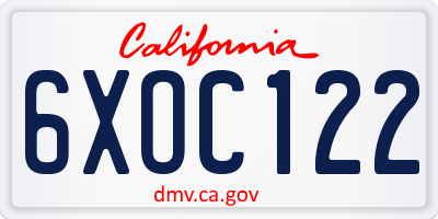 CA license plate 6XOC122