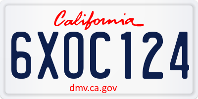 CA license plate 6XOC124