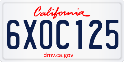 CA license plate 6XOC125