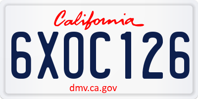 CA license plate 6XOC126