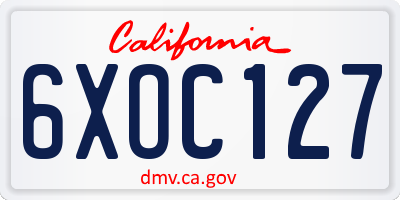 CA license plate 6XOC127