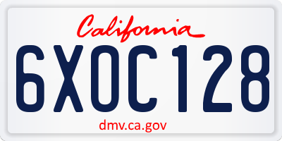 CA license plate 6XOC128