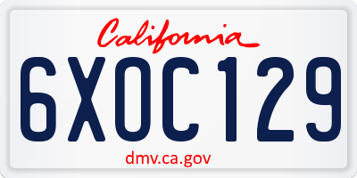 CA license plate 6XOC129