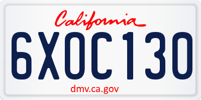 CA license plate 6XOC130