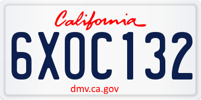 CA license plate 6XOC132