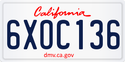 CA license plate 6XOC136