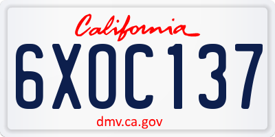 CA license plate 6XOC137