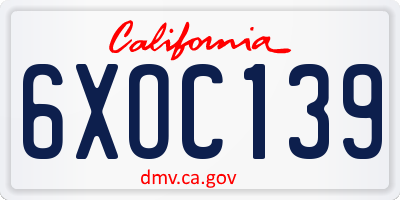 CA license plate 6XOC139