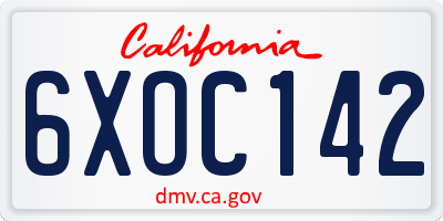 CA license plate 6XOC142
