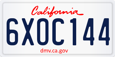 CA license plate 6XOC144