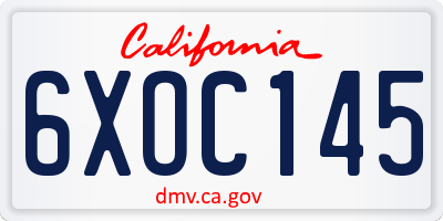 CA license plate 6XOC145