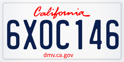 CA license plate 6XOC146
