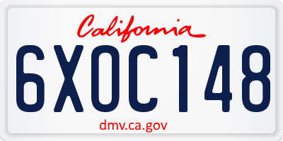 CA license plate 6XOC148
