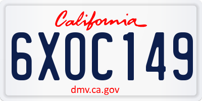 CA license plate 6XOC149