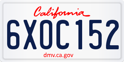 CA license plate 6XOC152