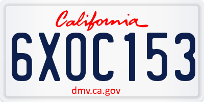 CA license plate 6XOC153