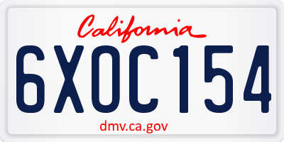 CA license plate 6XOC154