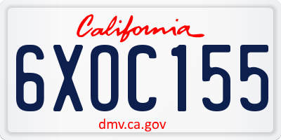 CA license plate 6XOC155