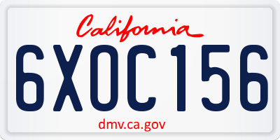 CA license plate 6XOC156