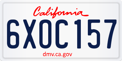 CA license plate 6XOC157