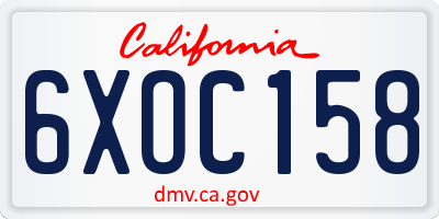 CA license plate 6XOC158