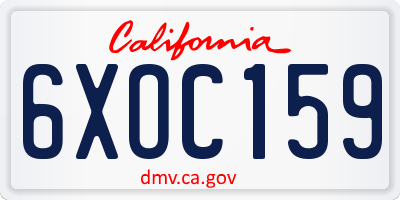 CA license plate 6XOC159