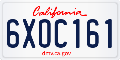 CA license plate 6XOC161