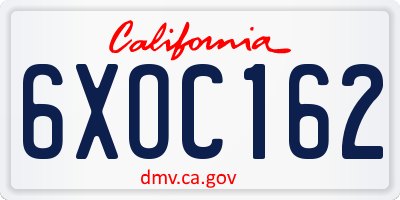CA license plate 6XOC162