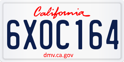 CA license plate 6XOC164