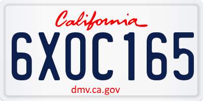 CA license plate 6XOC165