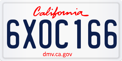 CA license plate 6XOC166