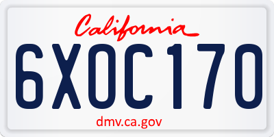 CA license plate 6XOC170