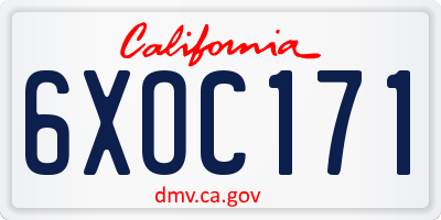 CA license plate 6XOC171